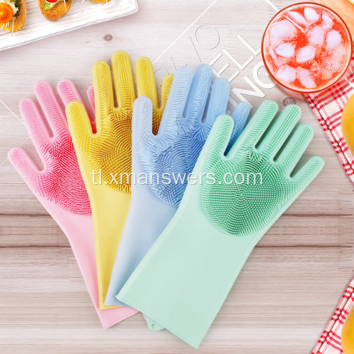 Mga Gloves na Panghugas ng Bahay Silicone Scrubber Gloves